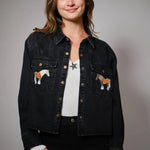Midnight Mustang Cropped Denim Jacket - Bridle Up Hope Shop