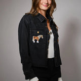 Midnight Mustang Cropped Denim Jacket - Bridle Up Hope Shop