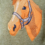 Olive Horse Embroidered Sweater - Bridle Up Hope Shop