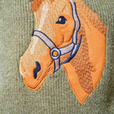 Olive Horse Embroidered Sweater - Bridle Up Hope Shop