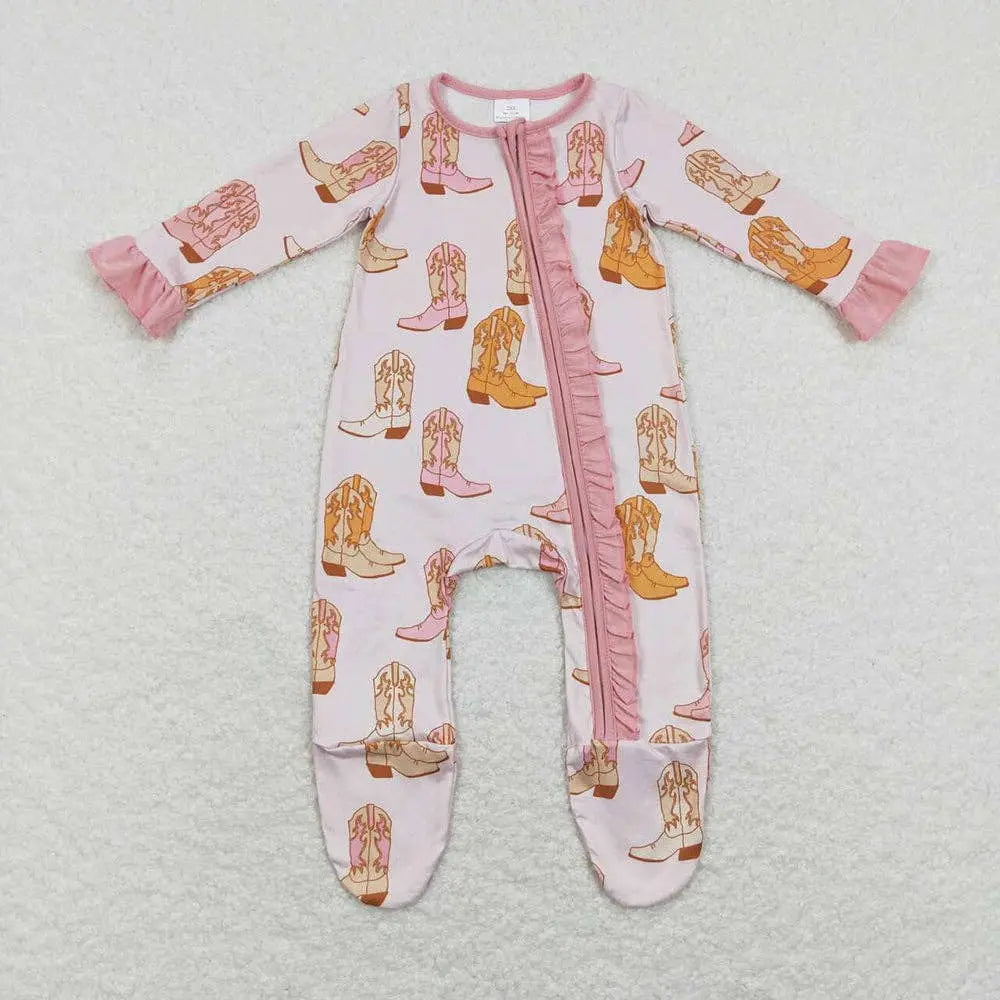 Pink Boots Little Cowgirl Romper - Bridle Up Hope Shop