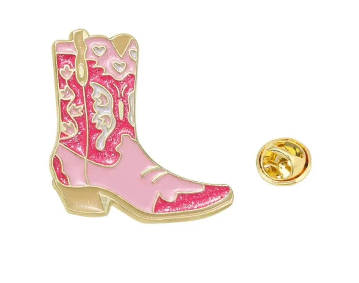 Pink Cowgirl Boot Pin - Bridle Up Hope Shop