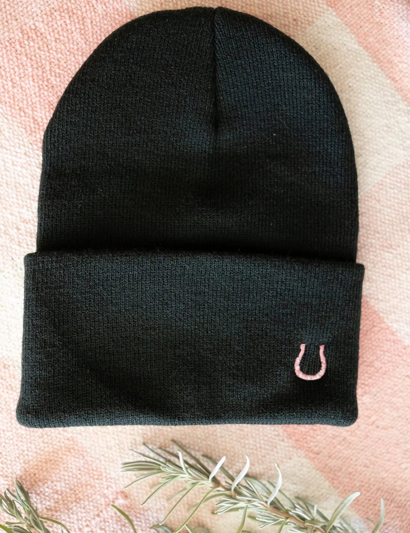 Pink Horseshoe Beanie (Black) - Bridle Up Hope Shop