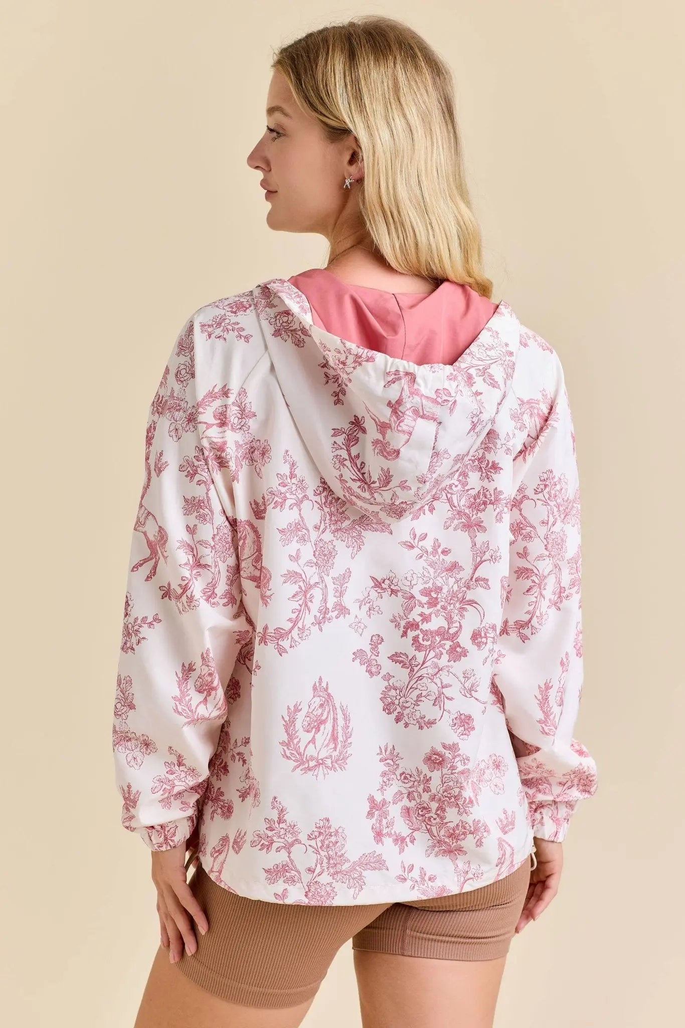 Pink Toile Horse Windbreaker Jacket - Bridle Up Hope Shop