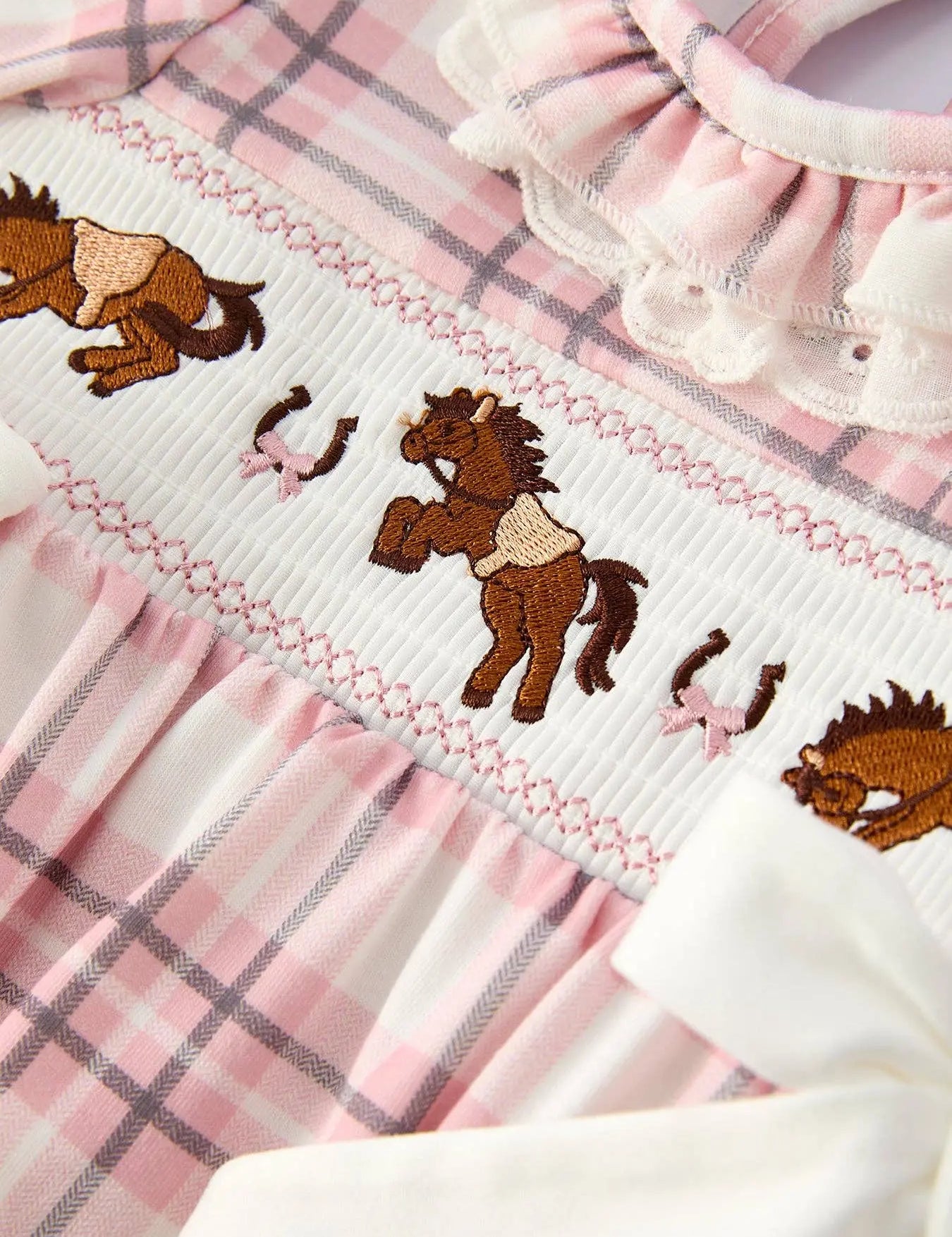 Plaid Horse Baby Girl Romper - Bridle Up Hope Shop
