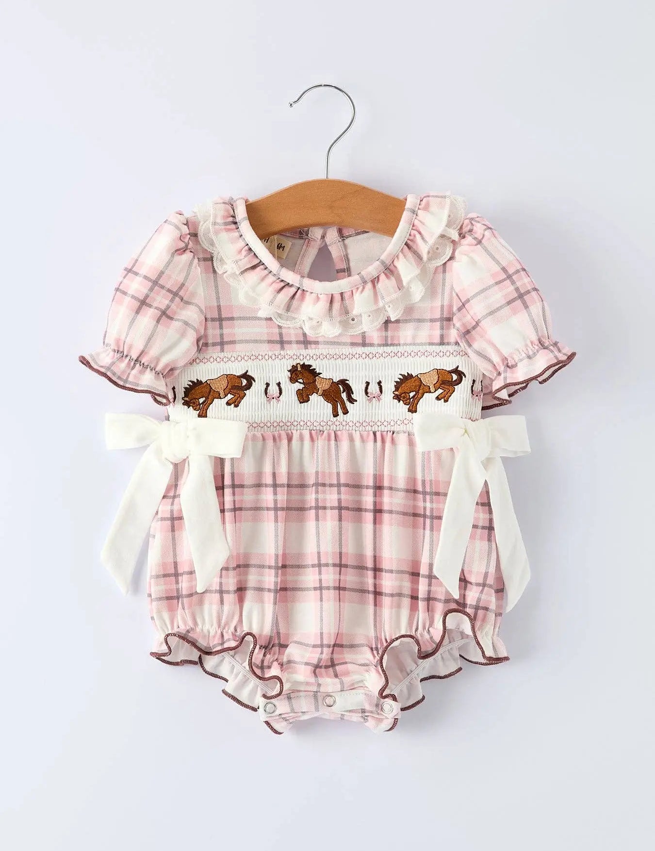 Plaid Horse Baby Girl Romper - Bridle Up Hope Shop