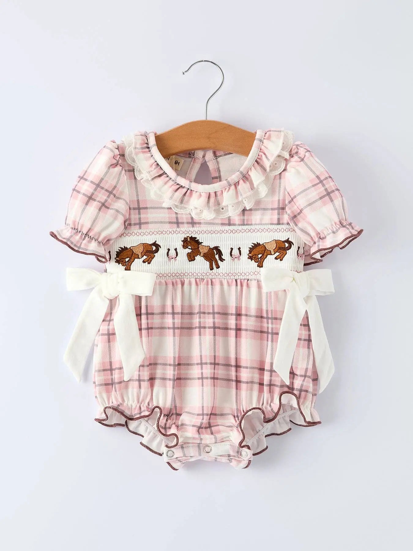 Plaid Horse Baby Girl Romper - Bridle Up Hope Shop