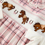 Plaid Horse Smocked Girls Dress - Bridle Up Hope Shop