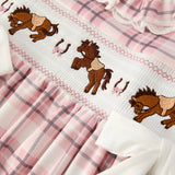 Plaid Horse Smocked Girls Dress - Bridle Up Hope Shop