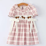 Plaid Horse Smocked Girls Dress - Bridle Up Hope Shop