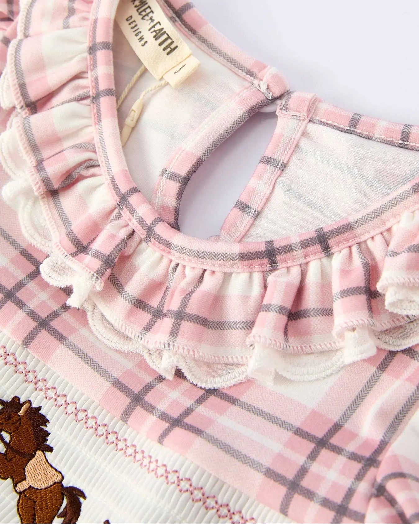Plaid Horse Smocked Girls Dress - Bridle Up Hope Shop