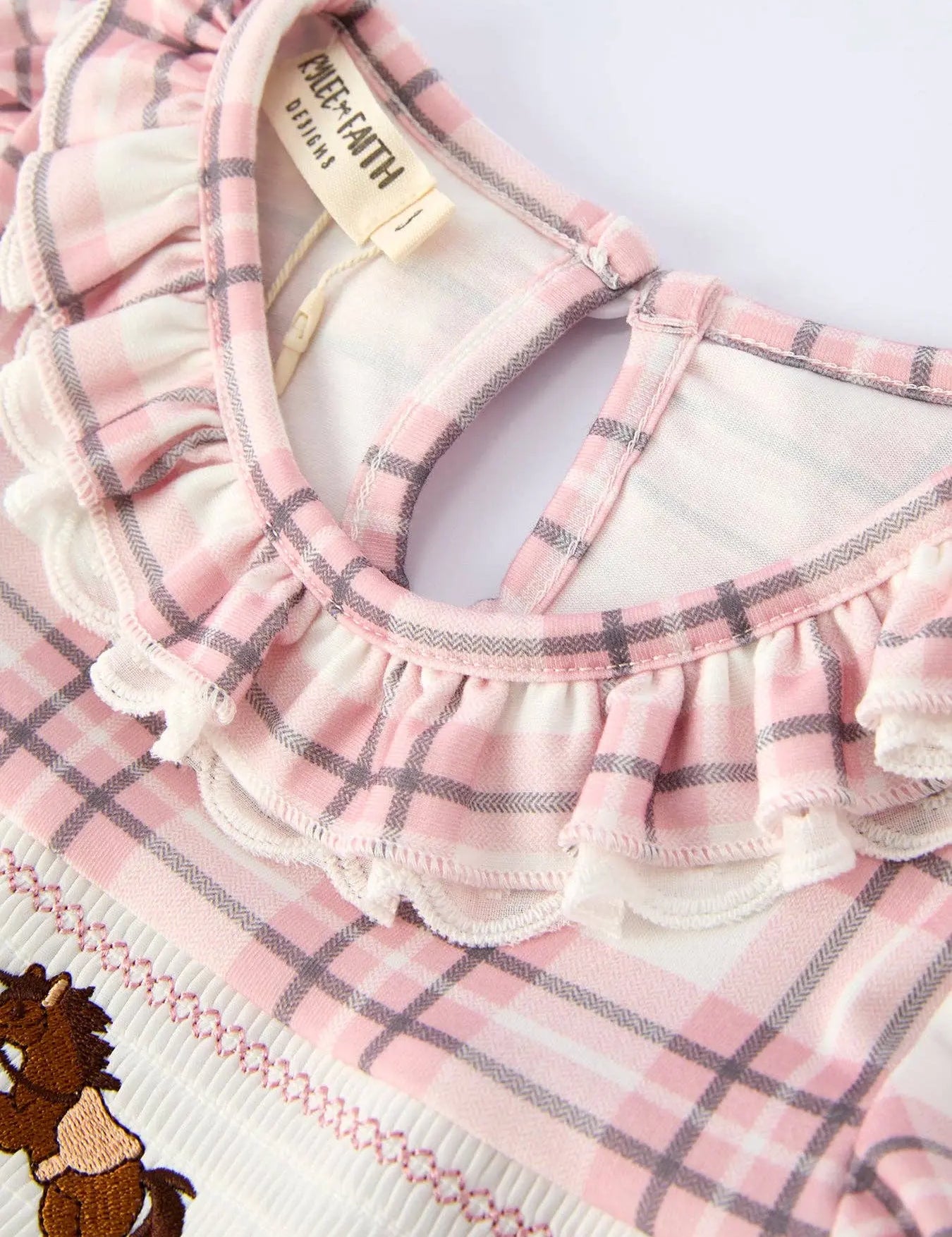 Plaid Horse Smocked Girls Dress - Bridle Up Hope Shop