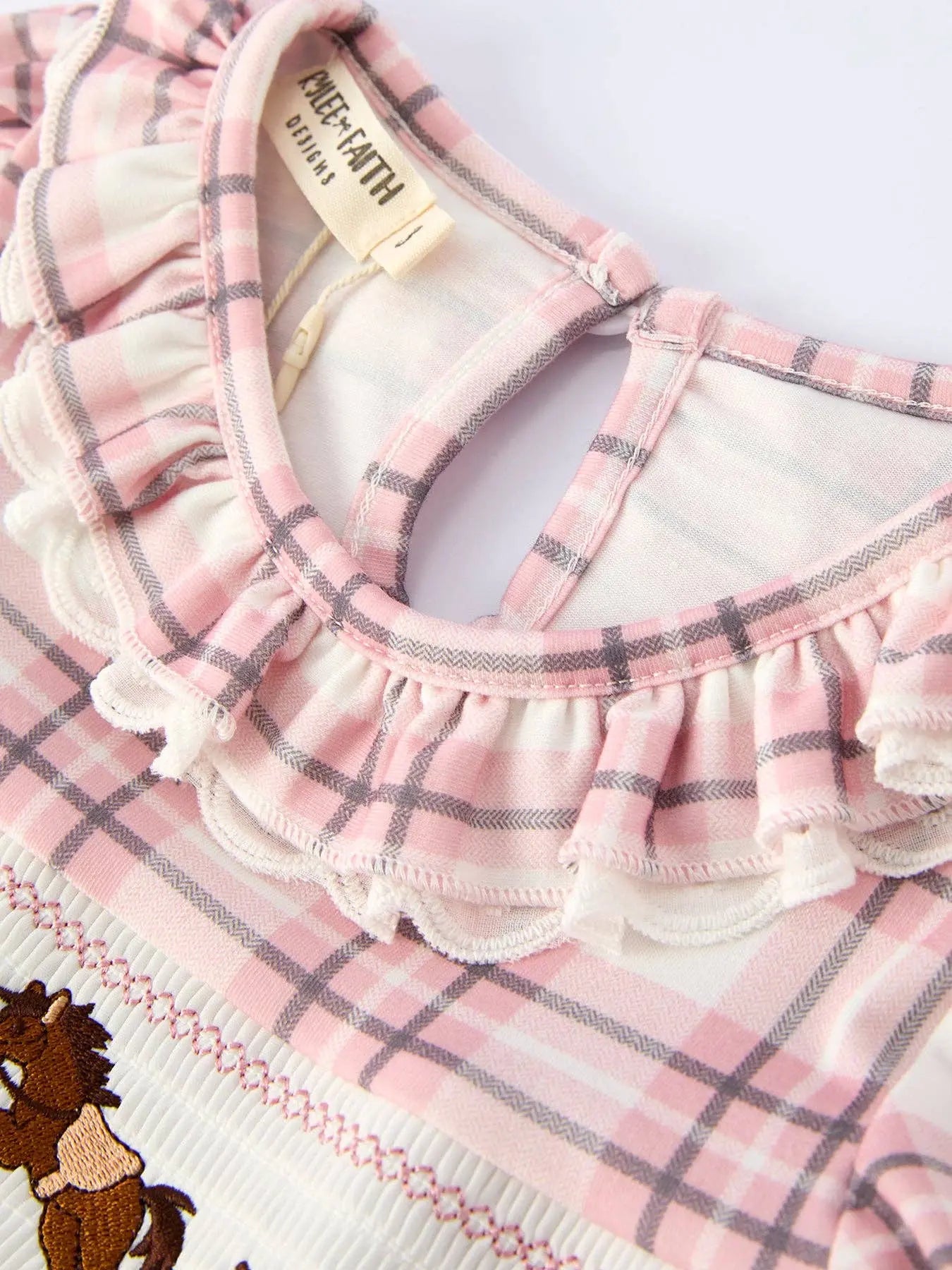 Plaid Horse Smocked Girls Dress - Bridle Up Hope Shop