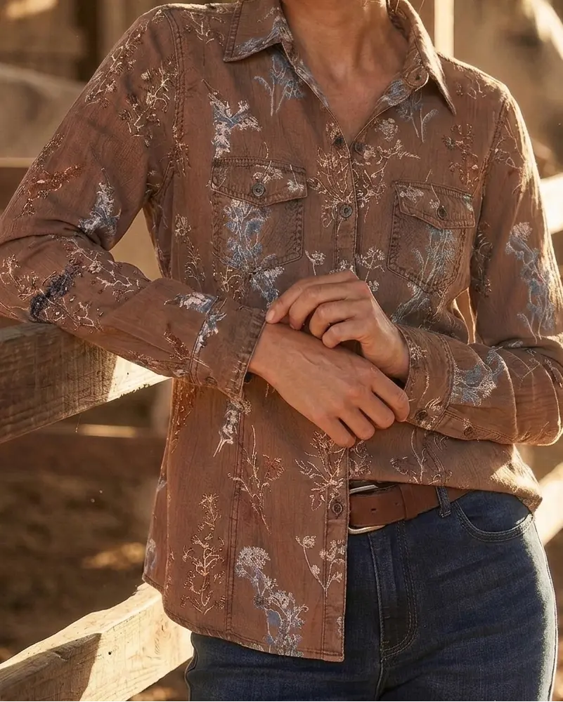 Sandwash Floral Shirt Faire - Back in the Saddle