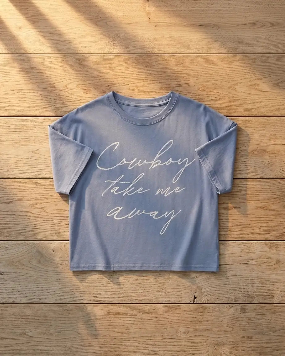 Cowboy Take Me Away Long-Crop Tee Faire - Rustee Clothing