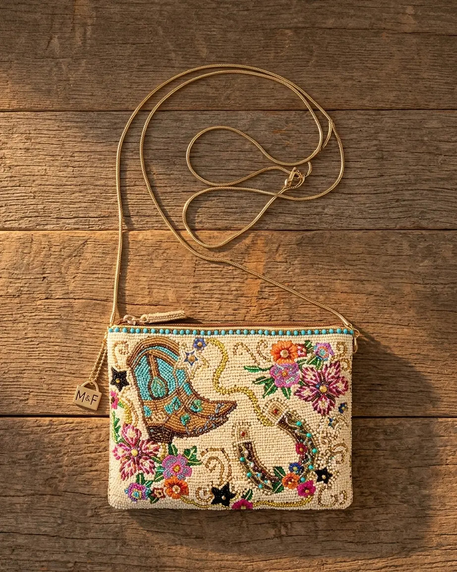 Western "On The Range" Hand-Beaded Purse Faire - Mary Frances Accessories