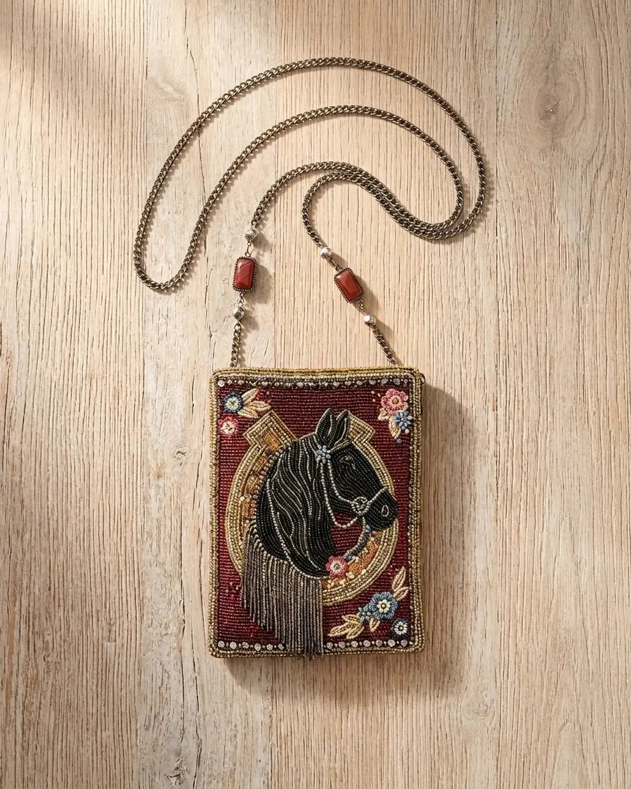 Let's Gallop Horse Hand-Beaded Purse Faire - Mary Frances Accessories