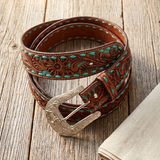 Turquoise Trails Tooled Leather Belt