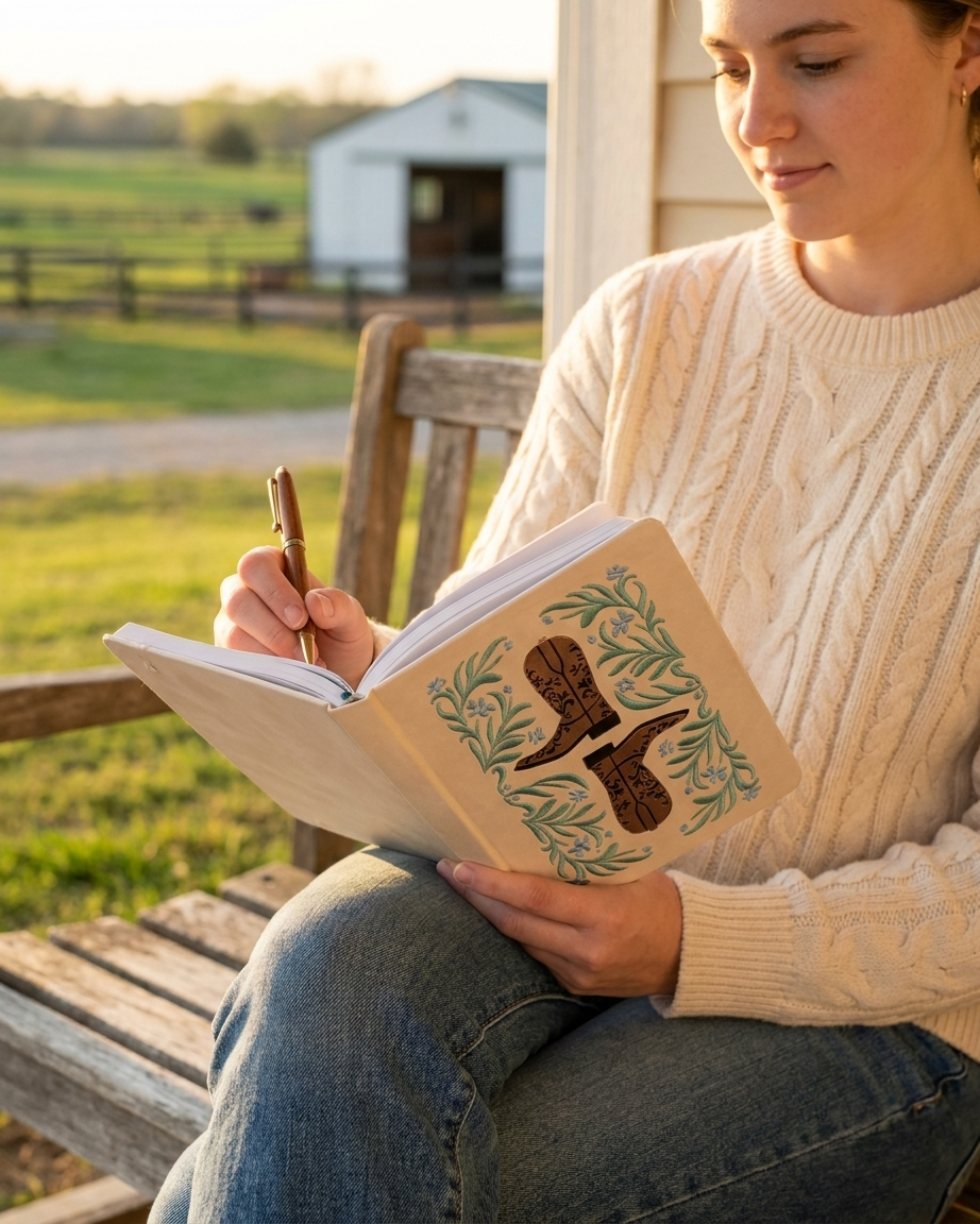 Cowgirl Boot Embroidered Notebook