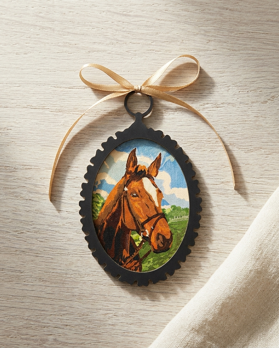 Vintage Horse Portrait Ornaments (Set of 5)