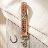 Desert Daisy Handtooled Leather Keychain