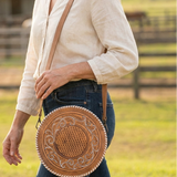 Boho Hand-Tooled Round Purse