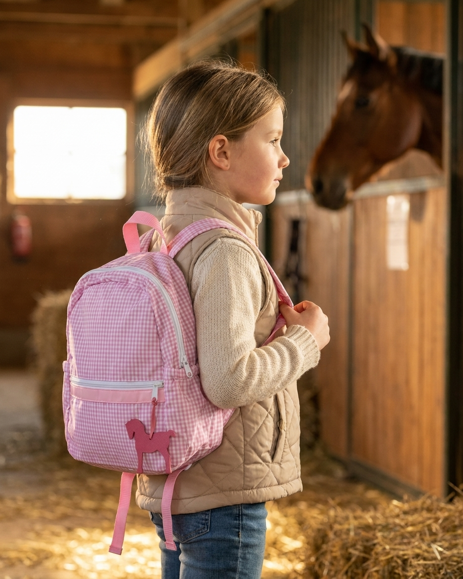 Pink Pony Gingham Backpack