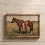 Bay Horse & American Flag Art