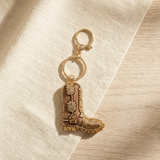 Golden Cowgirl Boot Keychain