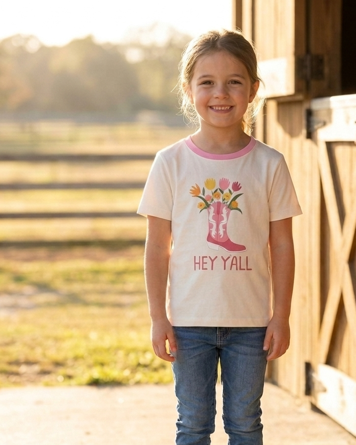 Hey Y'all - Little Cowgirl Tee