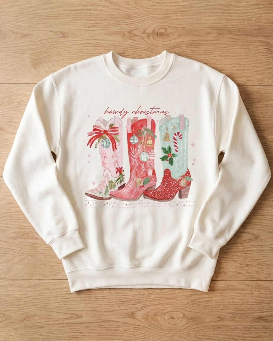Cowgirl Christmas Boots Sweatshirt