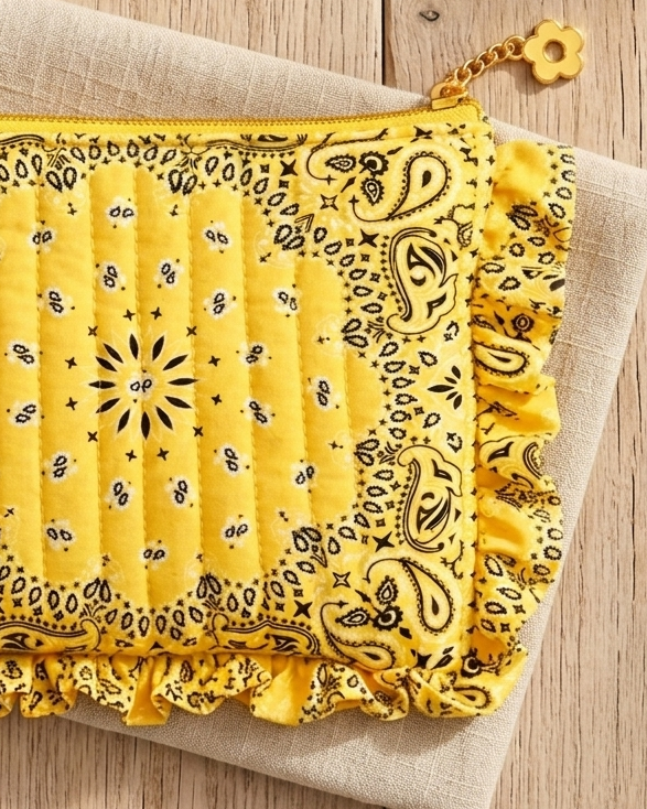 Cowgirl Bandana Cosmetic Pouch (Yellow)