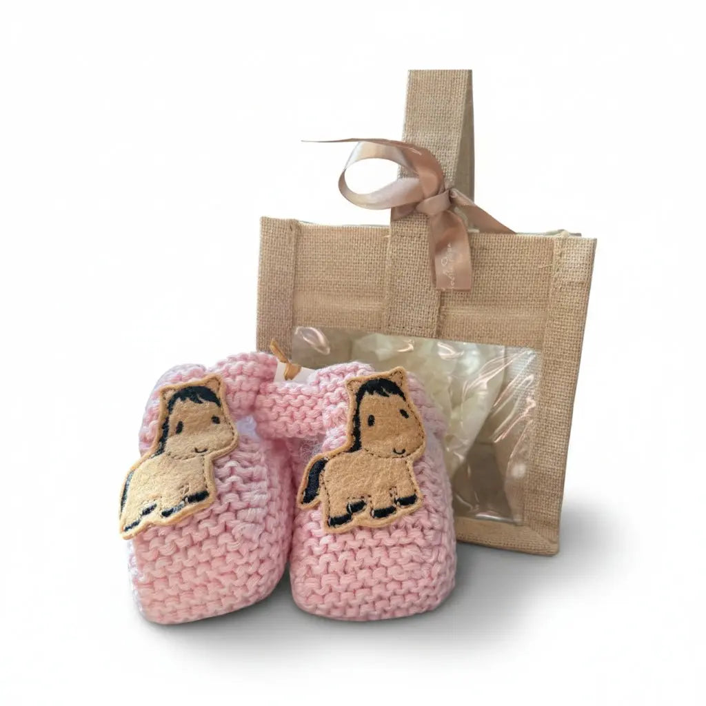 Pony Booties Hand - knit (Pink) - Bridle Up Hope Shop