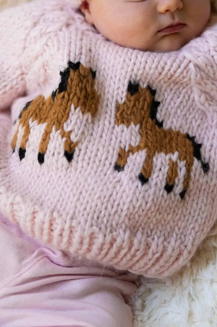 Pony Handknit Sweater (Pink) - Bridle Up Hope Shop