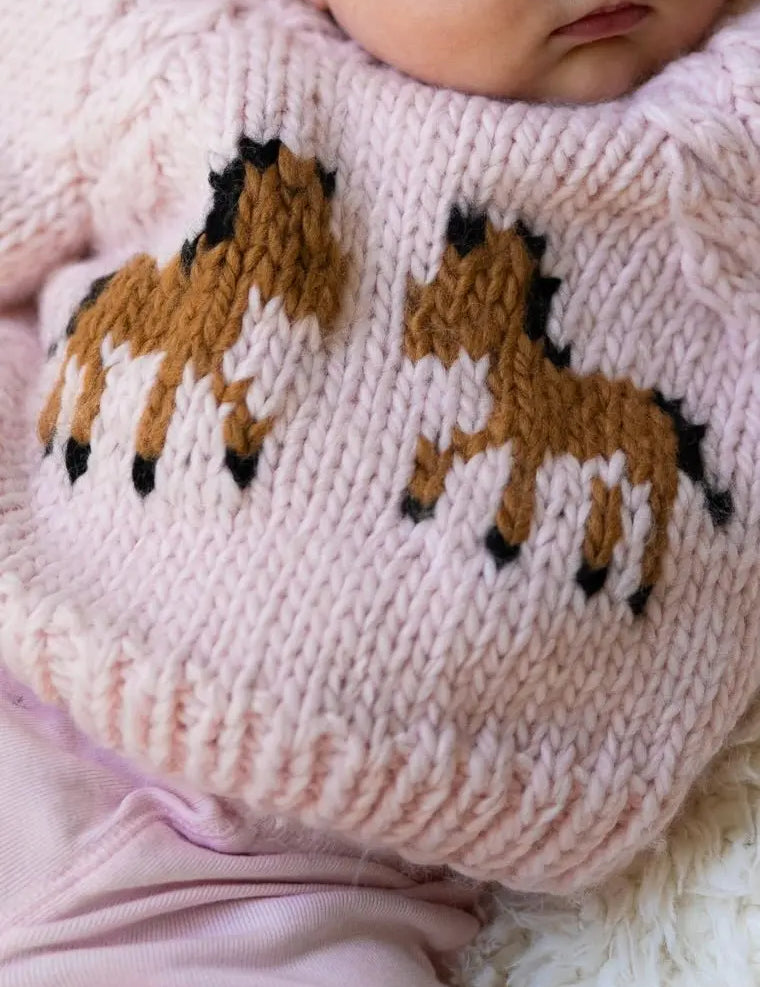 Pony Handknit Sweater (Pink) - Bridle Up Hope Shop