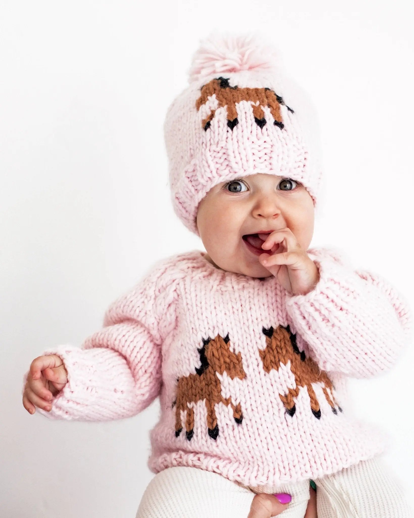 Pony Handknit Sweater (Pink) - Bridle Up Hope Shop