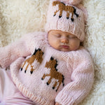 Pony Handknit Sweater (Pink) - Bridle Up Hope Shop