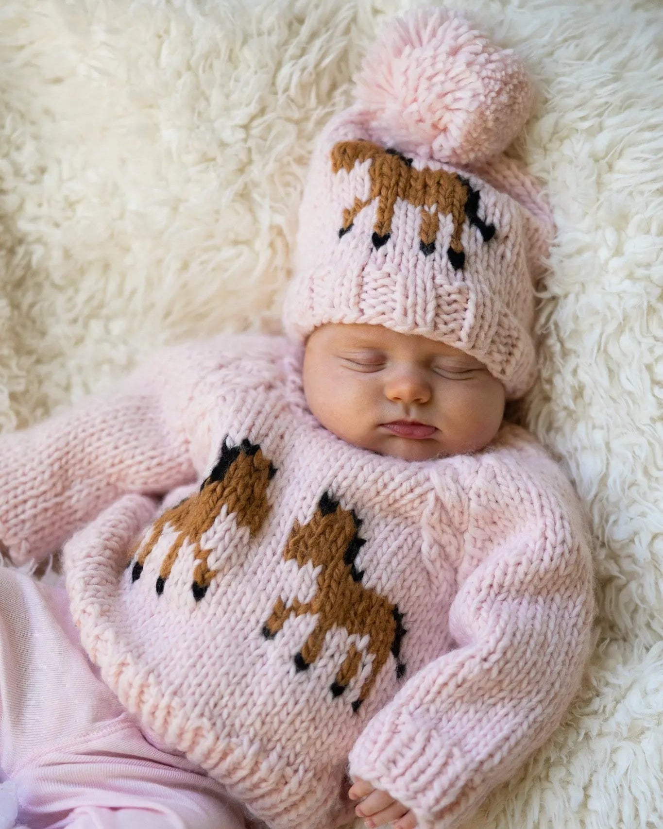 Pony Handknit Sweater (Pink) - Bridle Up Hope Shop