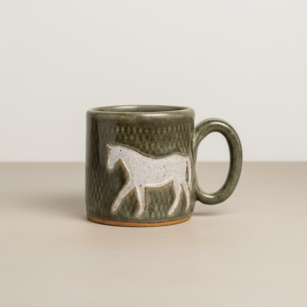 Handmade Horse Mug (Green)