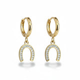 Golden Horseshoe Huggie Earrings