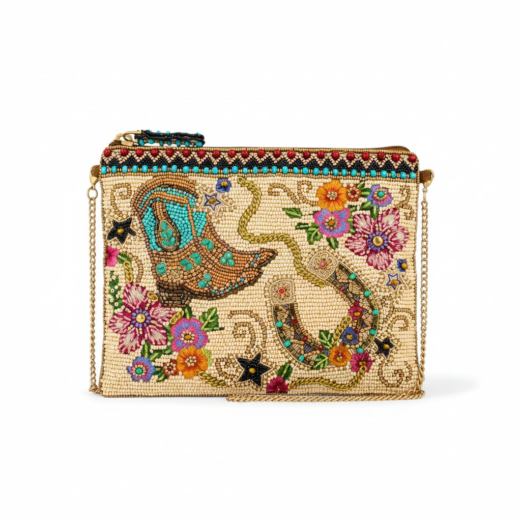Hand-Beaded "On The Range" Western Mini Purse