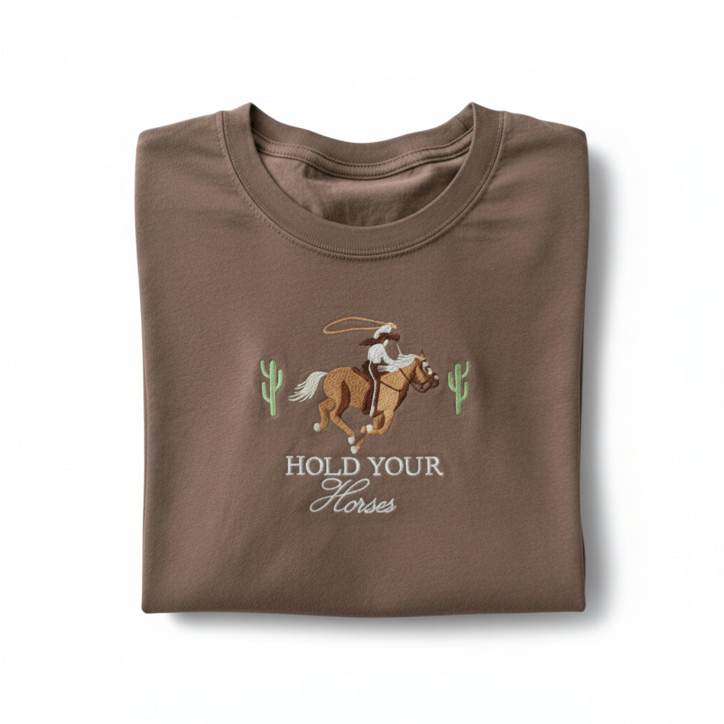 Hold Your Horses Embroidered T-Shirt