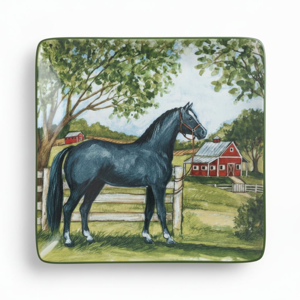 Black Horse Dinner Plate