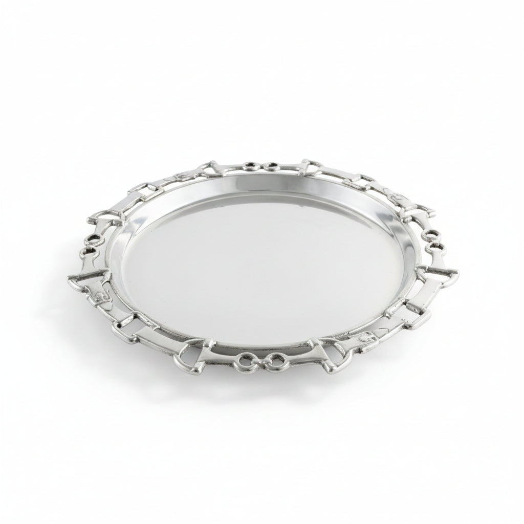 Snaffle Bit Equestrian Aluminum Round Tray
