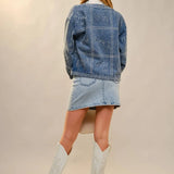 Puff Cowgirl Embroidery Sleeve Denim Jacket - Bridle Up Hope Shop