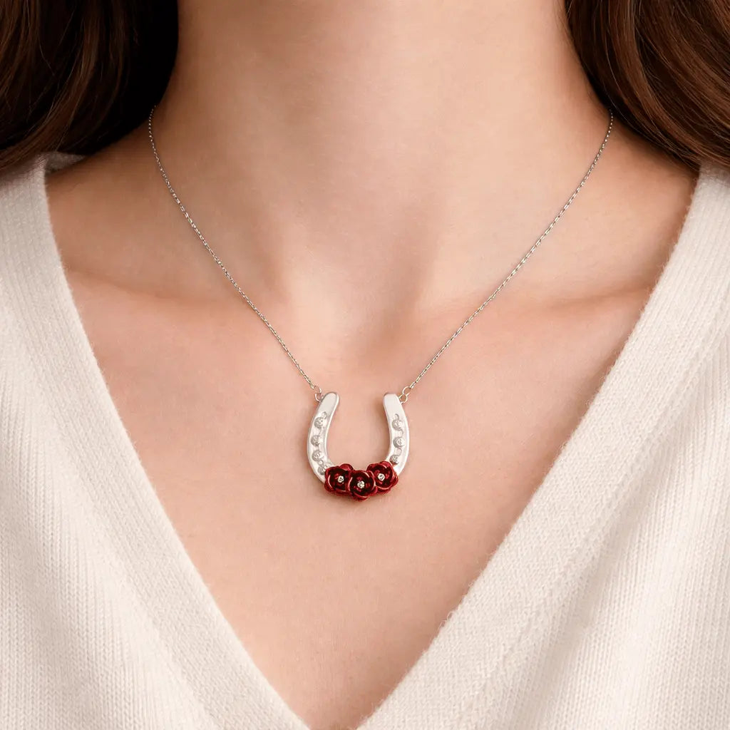 Rose Horseshoe Necklace - Bridle Up Hope Shop