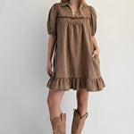 Ruffle Bottom Chambray Dress - Bridle Up Hope Shop