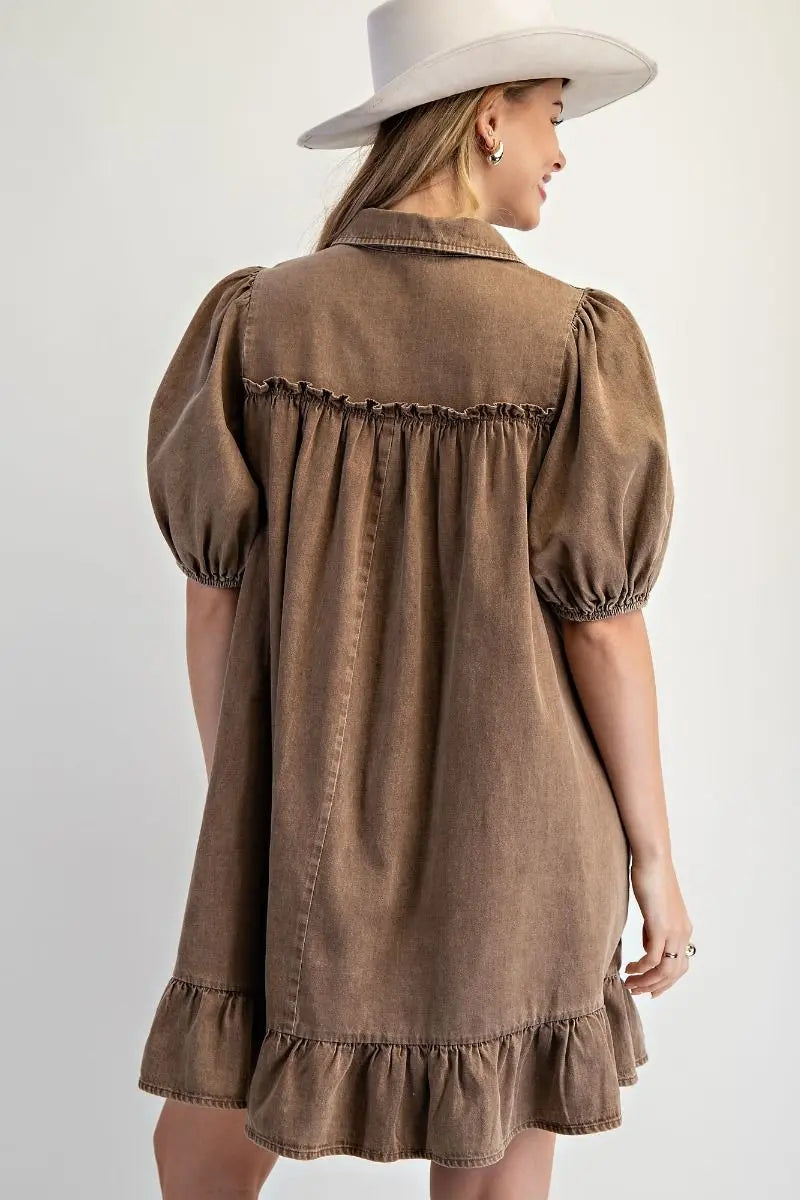 Ruffle Bottom Chambray Dress - Bridle Up Hope Shop