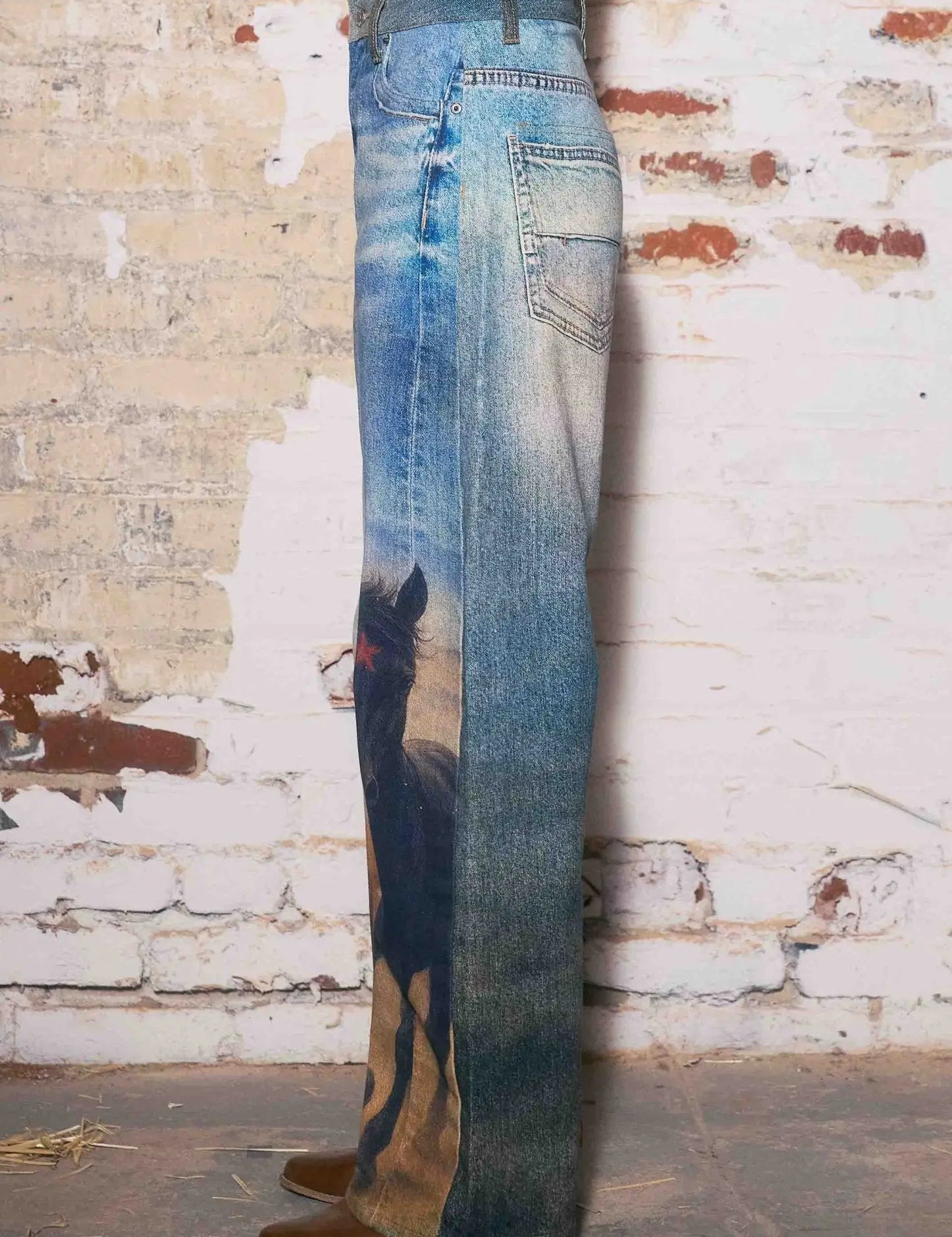 Run Free Horse Print Barrel Jeans - Bridle Up Hope Shop