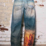 Run Free Horse Print Barrel Jeans - Bridle Up Hope Shop